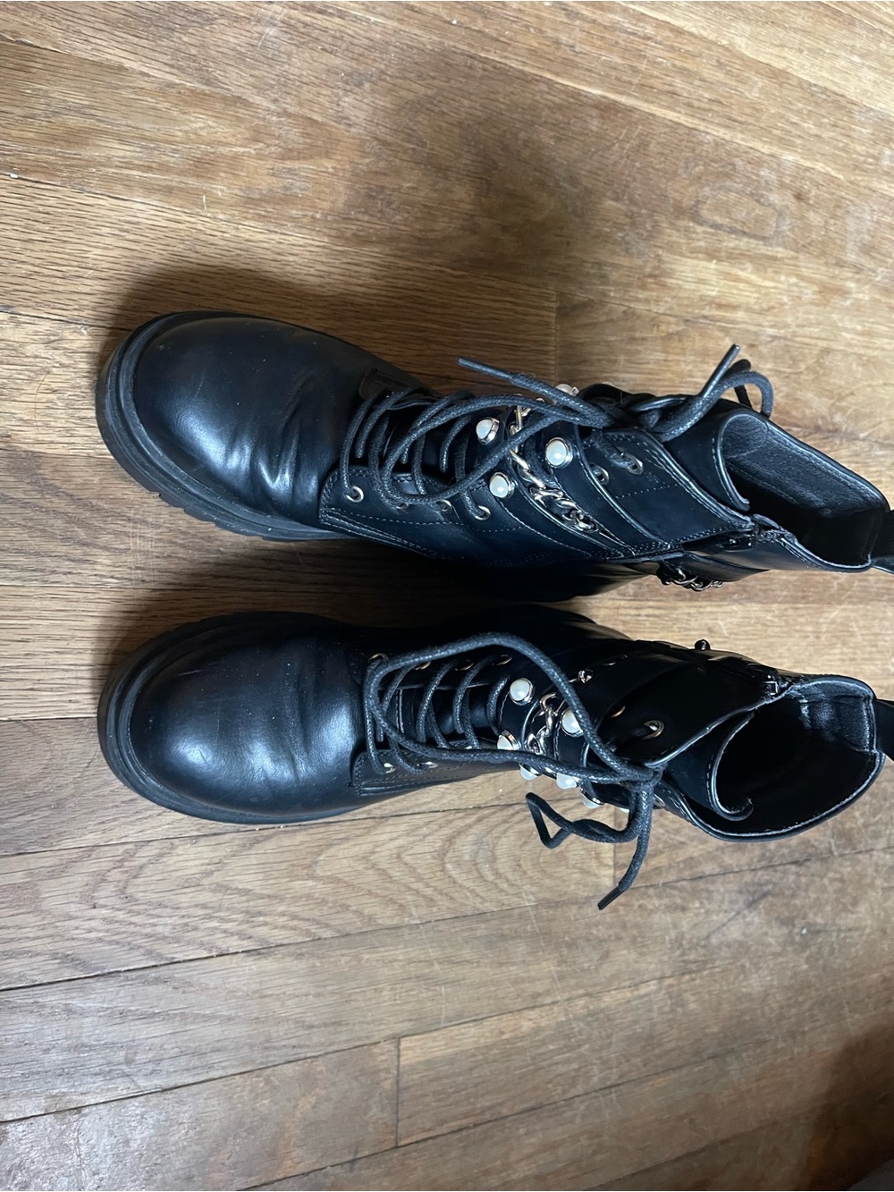 Black Lace-Up Combat Boots for Men
